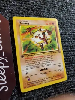 Mankey - 55/64 - 1st Edition - Vintage (Jungle) Pokemon TCG Official LP - Image 3