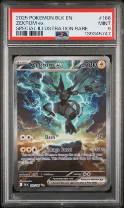 2025 POKEMON BLK EN-BLACK BOLT SPECIAL ILLUSTRATION RARE #166 ZEKROM EX PSA 9 - Image 1