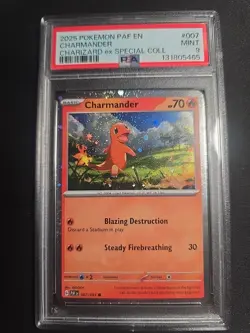 Pokemon TCG Charmander 007/091 Sv: Paldean Fates Reverse Holo Cosmo Holo PSA 9 - Image 1