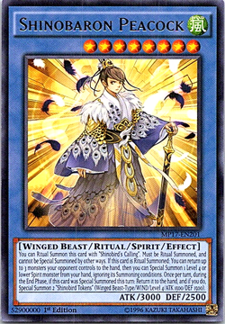 Shinobaron Peacock MP17-EN201 Yu-Gi-Oh! Light Play 1st Edition - Image 1