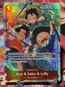 ACE & SABO & LUFFY - One Piece OP13-007 - AA Alt Art Super Rare - Carrying On - Image 1
