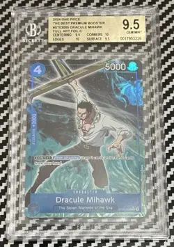 One Piece The Best Premium Booster ST03-005 Dracule Mihawk Full Art Foil BGS 9.5 - Image 1