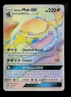 Alolan Muk GX 157/147 Burning Shadows 2017 Secret Rainbow Rare Pokemon Card TCG - Image 1