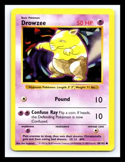 💥 Drowzee 49/102 Base Set Shadowless Pokemon 1999 WOTC TCG Vintage Card Rare - Image 1