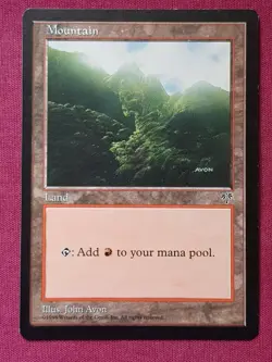 Magic The Gathering MIRAGE MOUNTAIN B land card MTG - Image 1