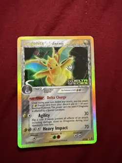 Pokemon TCG Dragonite Holo Rare Card Delta Species, Moderately Played - Image 1