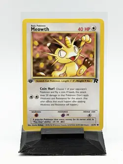 Pokemon Meowth 1st Edition Card 62/82 WOTC 2000 Non Holo - Image 1