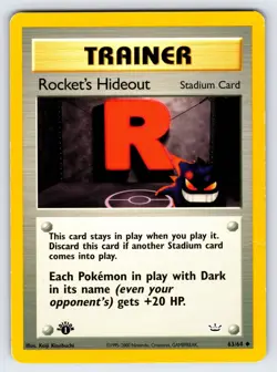 Rocket's Hideout 63/64 1st Edition Neo Revelation Pokemon Card Vintage WOTC - Mp - Image 1