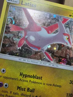 Latias SM135 Sun & Moon Black Star Promo Cosmos Holo Pokemon Card Partial Swirl - Image 5