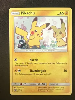 Pokemon Pikachu TCG SM162 Holo Black Star Promo Card Near Mint Condition - Image 1