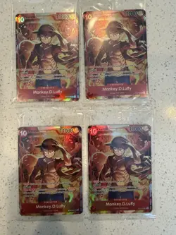 Set Of 4 Sealed Promo One Piece Card Treasure Booster Monkey.D.Luffy ST10-006 - Image 1