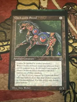 Mtg Magic Homelands Clockwork Steed Misprint Miscut Error Card - Image 1