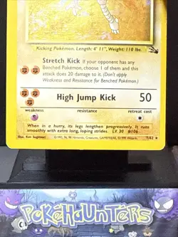 Pokemon Card Hitmonlee 7/62 Fossil Set Rare Holo WOTC Light Play 3 - Image 3