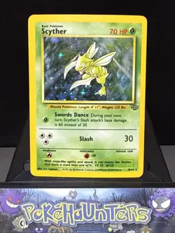 Pokemon Card Scyther 10/64 Jungle Set Holo Rare WOTC Played 2 - Image 1