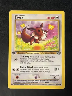 Eevee 51/64 1st Edition LP Jungle Pokemon Card TCG - Image 1
