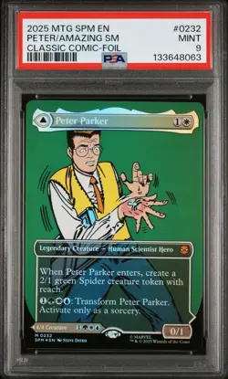Peter Parker (0232) (Borderless) Marvel's Spider-Man Classic Comic Foil PSA 9 - Image 1