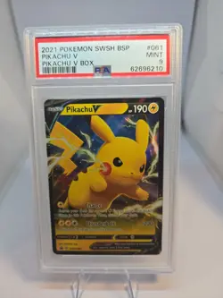 2021 Pokemon SWSH BSP, #061, Pikachu V, Pikachu V Box PSA MINT 9 Free Ship 🔥 🔥 - Image 1