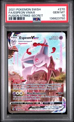 2021 POKEMON SWORD & SHIELD FUSION STRIKE SECRET FULL ART/ESPEON VMAX PSA 10 - Image 1