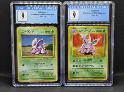 Pokemon Japanese Base Set Nidoran & Nidorino CGC Mint 9 - Image 1