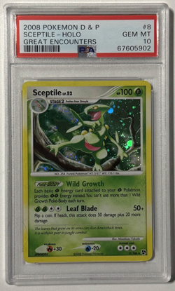 (PSA 10) SCEPTILE-HOLO #8 2008 POKEMON DIAMOND & PEARL GREAT ENCOUNTERS LOW POP - Image 1