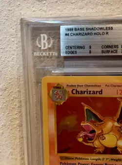 Pokemon Charizard Base Set Shadowless Holo Rare #4 BGS 8 - Image 3