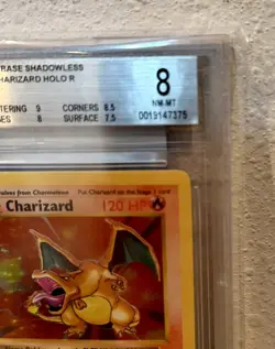 Pokemon Charizard Base Set Shadowless Holo Rare #4 BGS 8 - Image 4