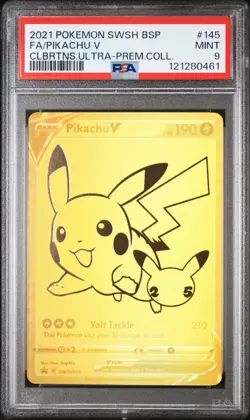 2021 POKEMON SWSH BLACK STAR PROMO #145 FULL ART/PIKACHU V PSA 9 - Image 1
