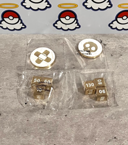 Pokemon TCG Gold Metal Dice & Damage Counter Coins - Charizard UPC - NEW! - Image 1