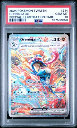 2024 POKEMON TWM EN-TWILIGHT MASQUERADE #214 GRENINJA EX PSA 10 - Image 1
