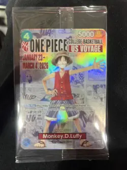 One Piece Monkey.D.Luffy College Basketball US Voyage Promo Card Sealed - Image 1