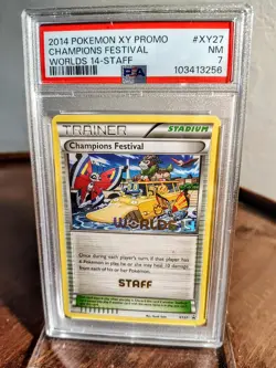 Pokemon PSA 8 NM-Mint 2014 Champions Festival STAFF World Championship Card XY27 - Image 1