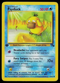 Pokemon Card - Psyduck Fossil 53/62 Common 1st Edition - Image 1