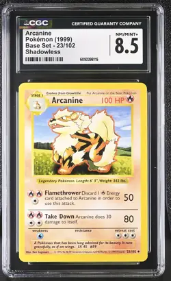 CGC 8.5 Arcanine 1999 Base Set 23/102 Shadowless Pokemon Card - Image 1