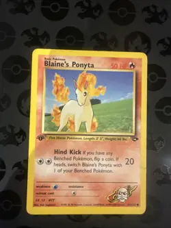 Pokemon TCG Blaine's Ponyta 1st Edition Card 63/132 Gym Heroes 2000 - Image 1