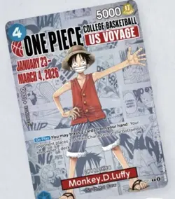 One Piece Monkey D. Luffy US Voyage College Basketball Trading Card IN HAND! - Image 3
