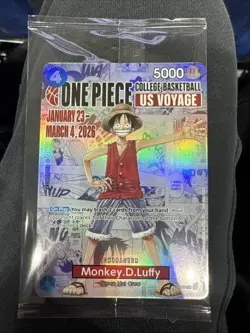 ONE PIECE Card Game Monkey D. Luffy College Basketball US Voyage Promo SEALED - Image 1