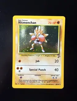 Pokemon TCG Hitmonchan Base Set 2 Holo Unlimited Rare Card 8/130 - Image 1