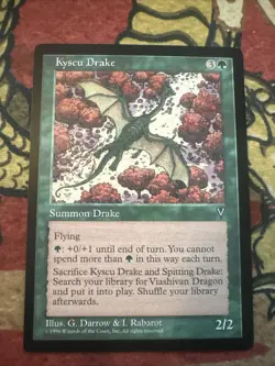 Mtg Magic Visions Missing Blank Ink Layer Misprint Error Kyseu Drake Card - Image 1