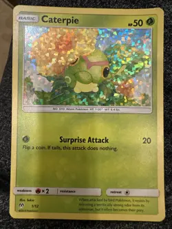 Caterpie 2019 McDonalds Collection Pokemon Card 1 / 12 Holo Foil Shatterfoil - Image 1
