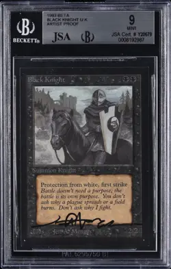 1993 MAGIC: THE GATHERING AP BETA AUTOGRAPHED BLACK KNIGHT BGS 9 AUTO 10 - Image 1