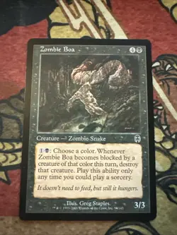 Mtg Magic Apocalypse Zombie Boa Missing Black Ink Light Print Misprint Error - Image 1