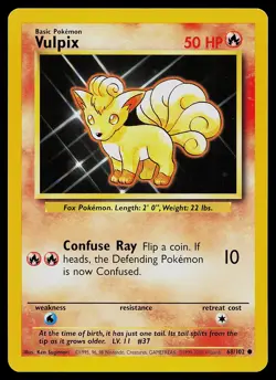 Pokemon Card - Vulpix Base Set 68/102 Common 1999-2000 UK 4th Print - Image 1