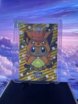 Eevee Vulpix Poncho - Gold Box Hit Holo - Let's Go Eevee Database - Pokemon Card - Image 1