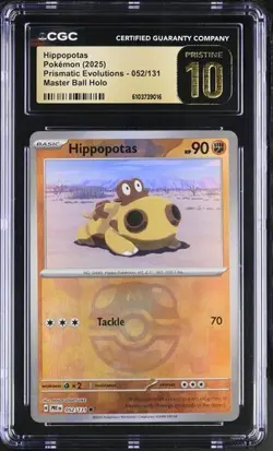 Hippopotas *CGC PRISTINE 10* Masterball Reverse Holo *#52* Prismatic Evolutions - Image 1