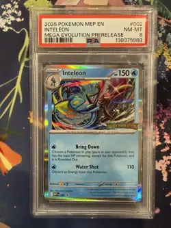 2025 POKEMON MEP EN-ME BLACK STAR PROMO #002 INTELEON PSA 8 - Image 1