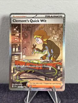 Pokemon Foil Surging Sparks Clemonts Quick Wit 243/191 Special Illustration Rare - Image 1