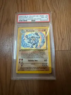 2000 POKEMON 2-PLAYER CD-ROM PROMO 1ST EDITION 8/102 MACHAMP PSA 8 *HOLO SWIRL* - Image 1