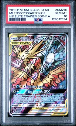 2019 POKEMON SM BLACK STAR PROMO FULL ART/MOLTRES & ZAPDOS & ARTICUNO GX PSA 10 - Image 1