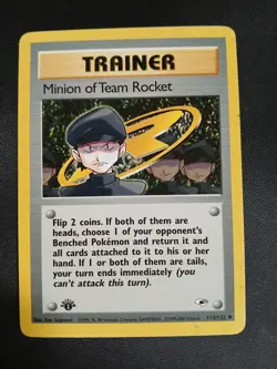Minion of Team Rocket 1st Edition 113/132 Gym Heroes Trainer Pokemon WOTC LP - Image 1
