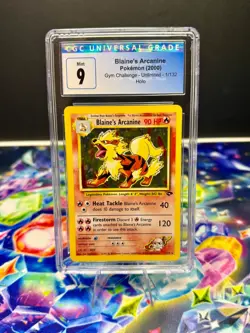 Pokemon - Blaine's Arcanine #1 - Gym Challenge -Unlimited Holo Rare - CGC 9 Mint - Image 1